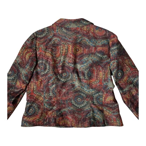 Coldwater Creek Jacket LARGE Multi Color Lined Artsy Long Sleeve Button Up - Picture 12 of 16